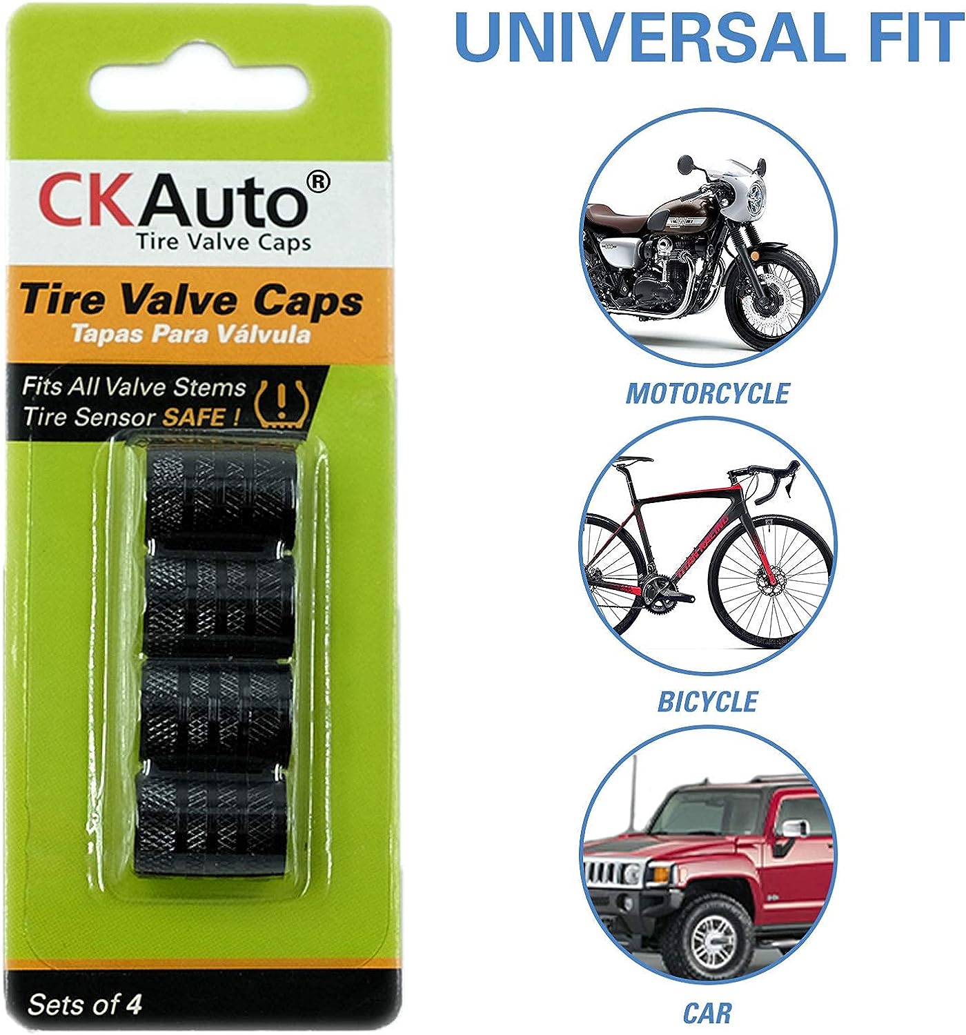 CKAuto Tire Valve Stem Caps, Black - Image 3