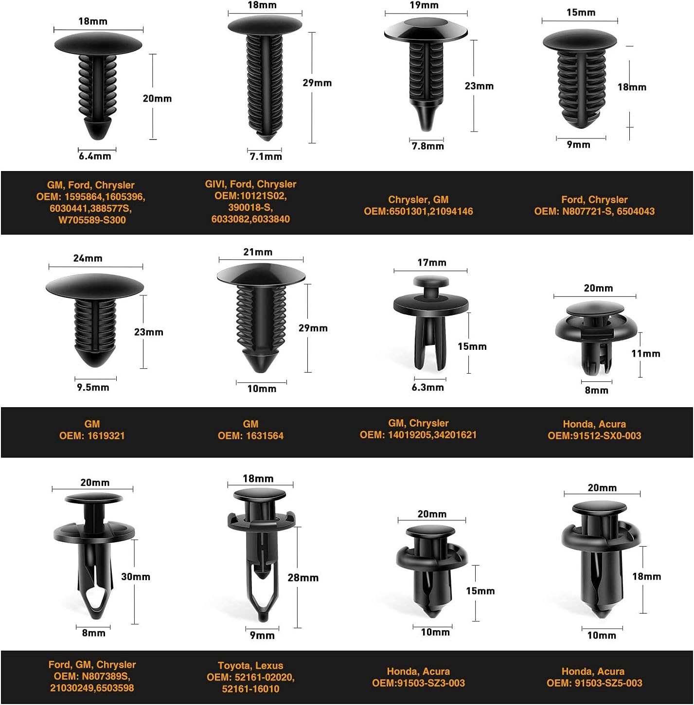 GOOACC 240PCS Bumper Retainer Clips Car - Image 2