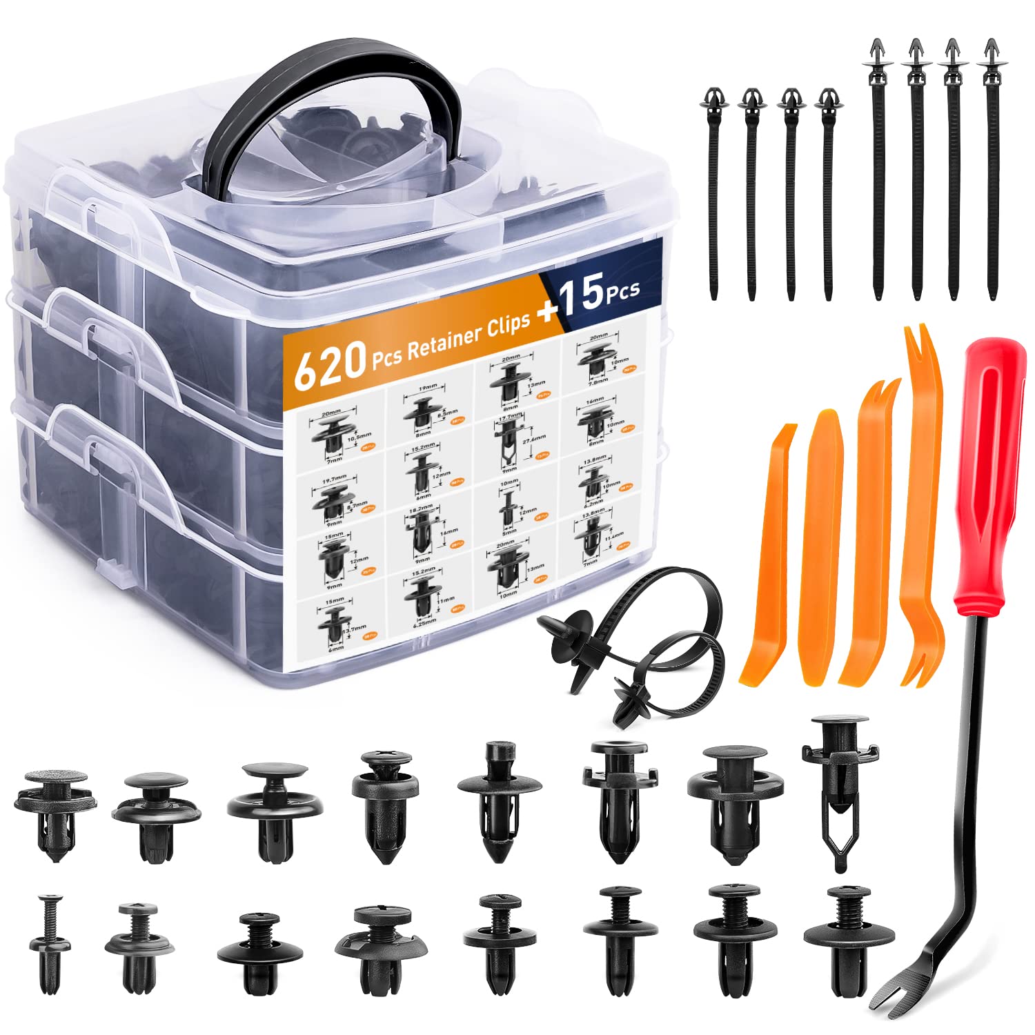 GOOACC 635Pcs Car Push Retainer Clips & Auto Fasteners Assortment