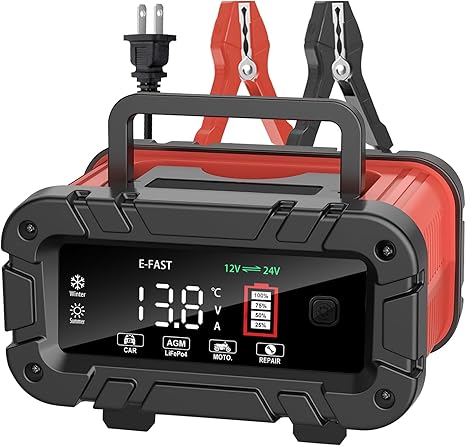 E-FAST 10A Battery Charger, Upgraded 12V 24V LiFePO4