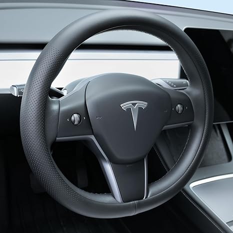 Nappa Leather Steering Wheel Cover for Tesla Model